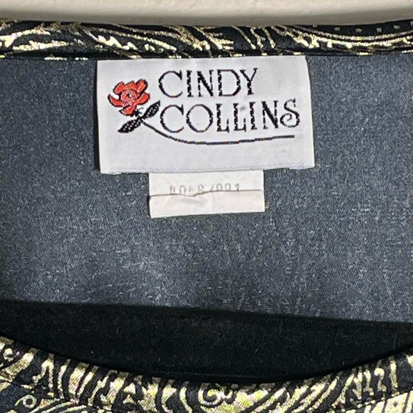 Vintage 80s Metallic Gold Lamé Black Paisley Batwing Blouse Retro Disco Top L - Picture 3 of 7